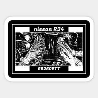 NISSAN SKYLINE GT-R R34 ENGINE (Black Version) Sticker
